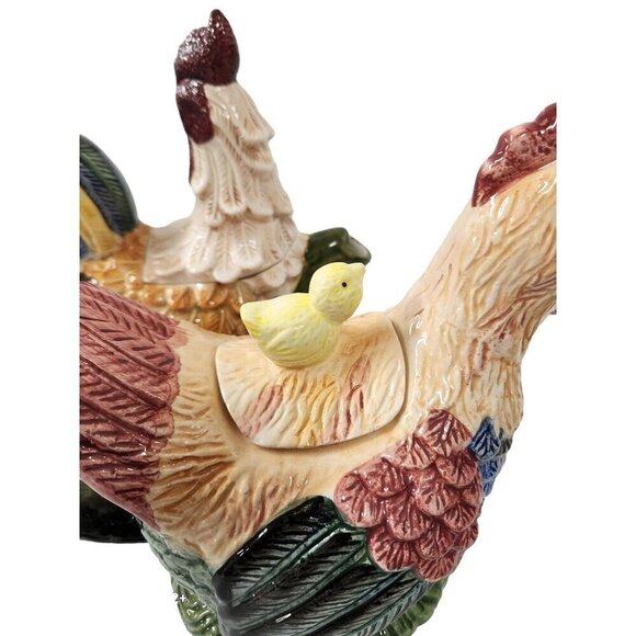 Vintage Ceramic Rooster & Hen Teapots Set Farmhouse Decor Chicken Rooster Decor - Picture 6 of 6